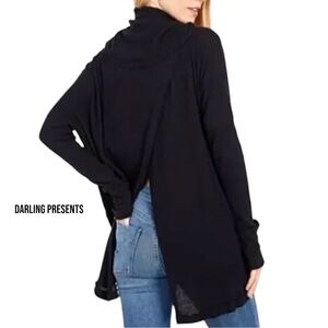 FREE PEOPLE JUICY LONG SLEEVE COWL NECK TOP WOMEN COLOR BLACK SIZE M